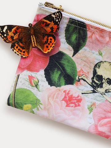 Skull With Roses Cosmetic Bag