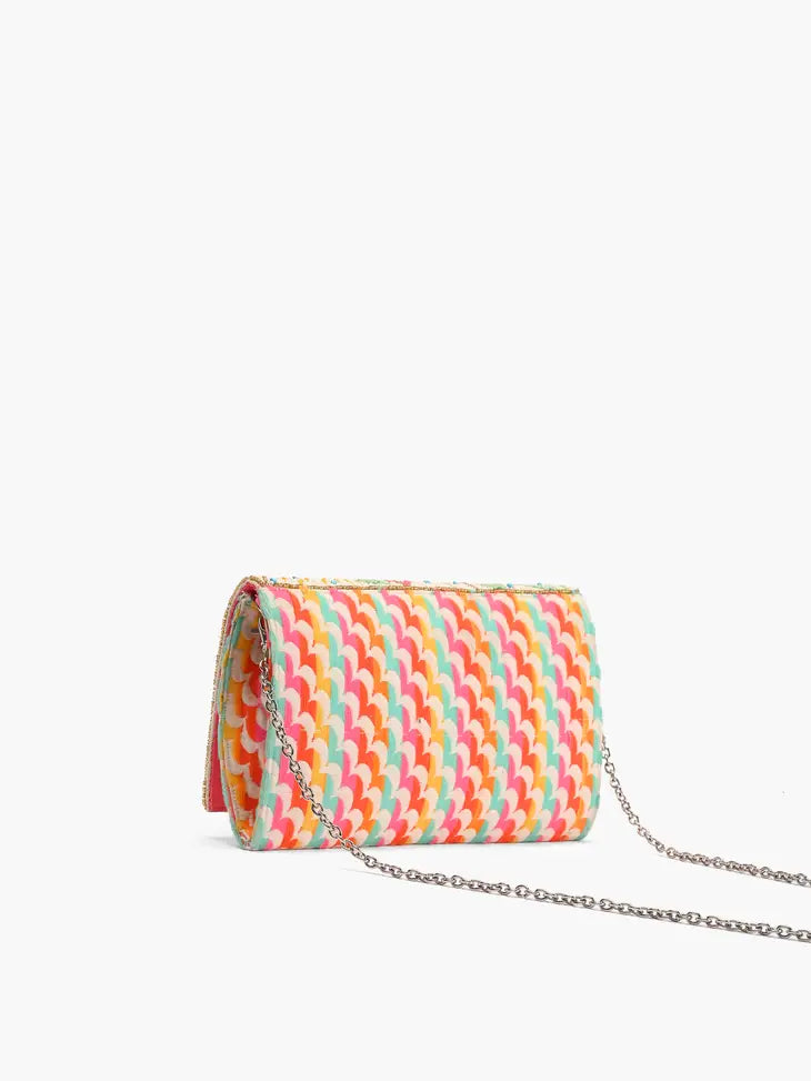 Religion Emerge Coral Studded Zip Clutch Bag - Bag Envy